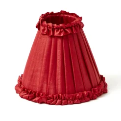 Edie Tall Rechargeable Lamp with Red Frilled Shade (18cm)