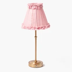 Edie Tall Rechargeable Lamp with Pale Pink Frilled Silk Shade (18cm)
