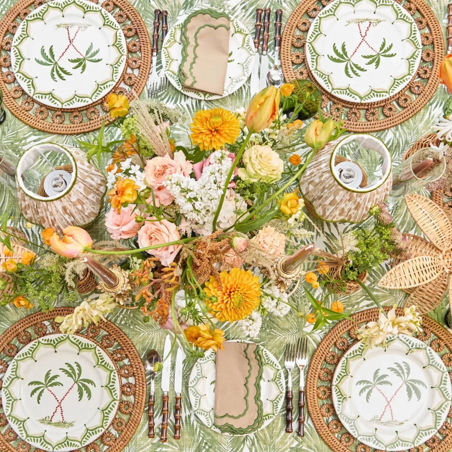 Edith Sand & Green Napkins (Set of 4)