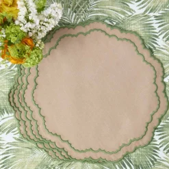 Edith Sand & Green Placemats (Set of 4)