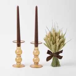 Elise Medium Amber Candle Holder (Pair)