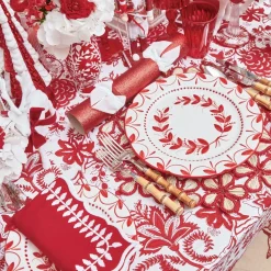 Elizabeth Red Garland Dinner Plates (Set of 4)