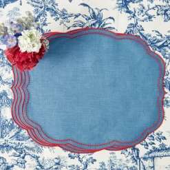 Eloise Blue & Red Placemats (Set of 4)