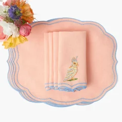 Eloise Coral & Blue Placemats & Parrot Napkins (Set of 4)