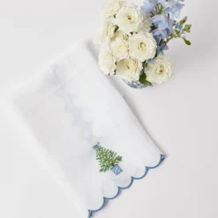 Embroidered Christmas Tree Linen Hand Towel