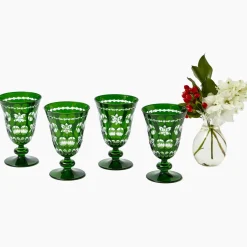 Emerald Anita Engraved Glassware (Set of 8)