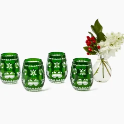 Emerald Anita Engraved Glassware (Set of 8)