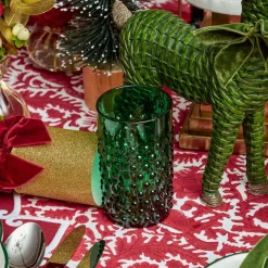 Emerald Green Hobnail Glasses & Jug Set