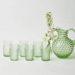 Emerald Hobnail Glasses & Jug Set