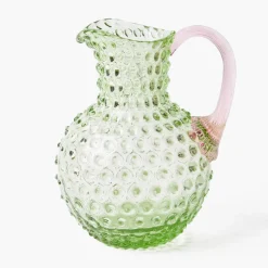 Emerald Hobnail Jug & Rose Handle