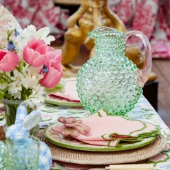 Emerald Hobnail Jug & Rose Handle