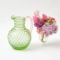 Emerald Hobnail Jug & Rose Handle