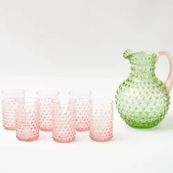 Emerald Hobnail Jug & Rose Handle