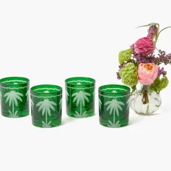 Emerald Palm Tree Glasses (Set of 4)