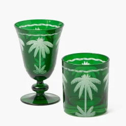 Emerald Palm Tree Glasses (Set of 4)