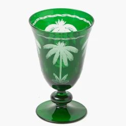 Emerald Palm Tree Wine Glasses (Set of 4)