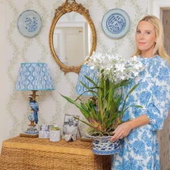 Faux Dancing Lady Orchid in Chinoiserie Planter