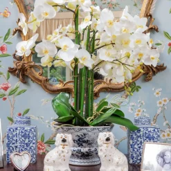 Faux Orchid in Chinoiserie Planter