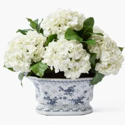 Faux White Hydrangea in Chinoiserie Planter