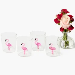 Faye Flamingo Glasses (Set of 4)