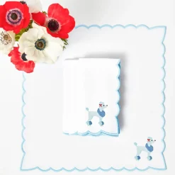 Fifi Blue Poodle Linen Napkins (Set of 4)