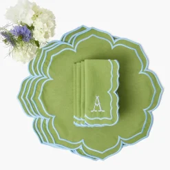Fleur Green Placemats & Napkins (Set of 4)