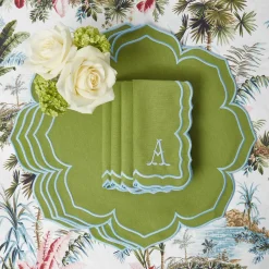 Fleur Green Placemats & Napkins (Set of 4)