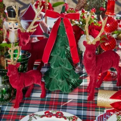 Flocked Burgundy Reindeer (Pair)