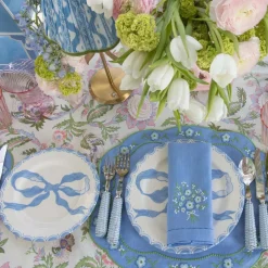 Floral Periwinkle Linen Placemats & Napkins (Set of 4)
