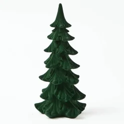 Forest Green Flocked Fir Tree (Pair)