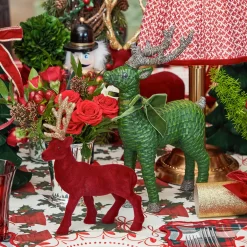 Forest Green Rattan Reindeer (Pair) - 30cm