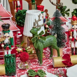 Forest Green Rattan Reindeer (Pair) - 30cm