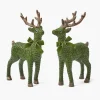Forest Green Rattan Reindeer with Green Velvet Bows (Pair) - 30cm