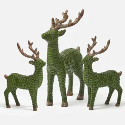 Forest Green Rattan Reindeer Family