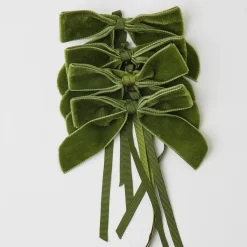 Forest Green Velvet Mini Bows (Set of 4)