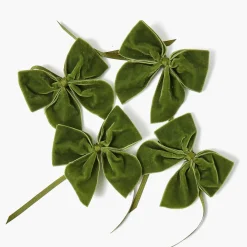 Forest Green Velvet Napkin Bows (Set of 4)