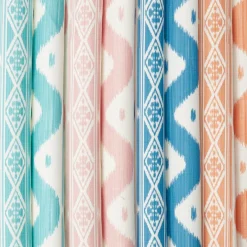 French Blue Ikat Stripe Fabric