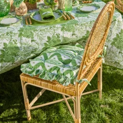 Frilled Green Ikat Seat Pad Cushion