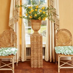 Frilled Green Ikat Seat Pad Cushion