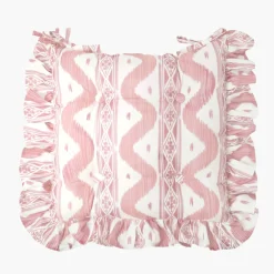 Frilled Pink Ikat Seat Pad Cushion