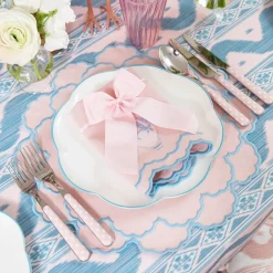 Frilled Pink Ikat Seat Pad Cushion