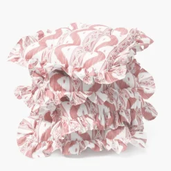 Frilled Pink Ikat Seat Pad Cushion