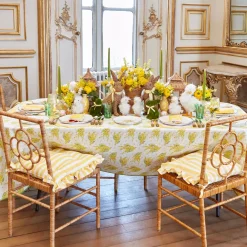 Frilled Yellow Stripe Seat Pad Cushions (Set of 4)