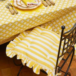 Frilled Yellow Stripe Seat Pad Cushion