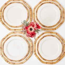 Geometric Bamboo Dinner & Starter Plates (Set of 8)