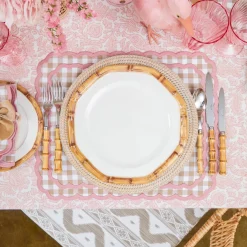 Geometric Bamboo Dinner & Starter Plates (Set of 8)
