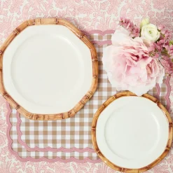 Geometric Bamboo Dinner & Starter Plates (Set of 8)