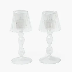 Glass Lantern Tea Light Holder (Pair) - 18cm