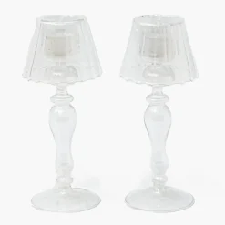 Glass Lantern Tea Light Holder (Pair) - 24cm