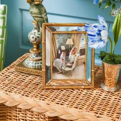 Gold Bamboo Mirror Photo Frame - 4"x6"